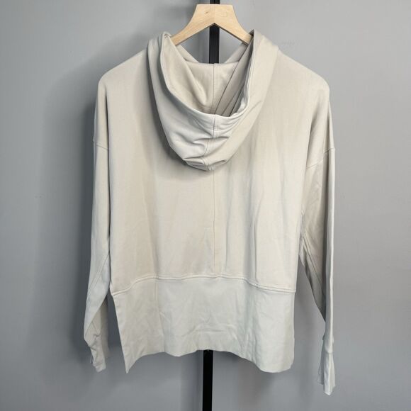 Athleta Womens Mission Hoodie Beige Pullover Thumb Holes High Low Hem Size Small - Picture 7 of 9